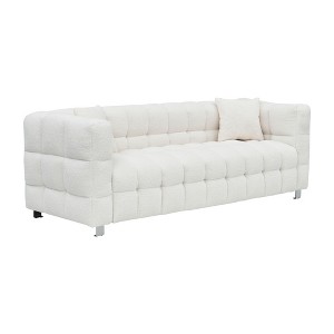 NicBex 80 Inch Teddy Fleece Sofa Couch 3-Seater Sofa with 2 Throw Pillows for Living Room,Apartment,Bedroom,Beige - 1 of 4