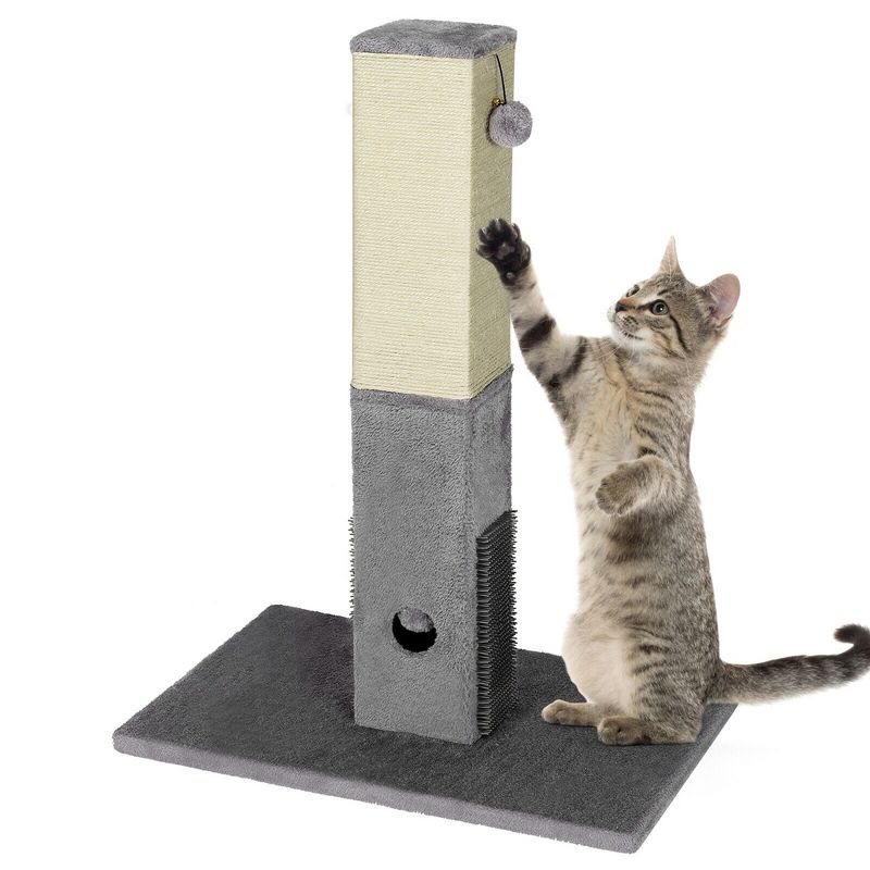 Costway 31'' Tall Cat Scratching Post Claw Scratcher w/ Sisal Rope & 2 plush Ball, 1 of 11