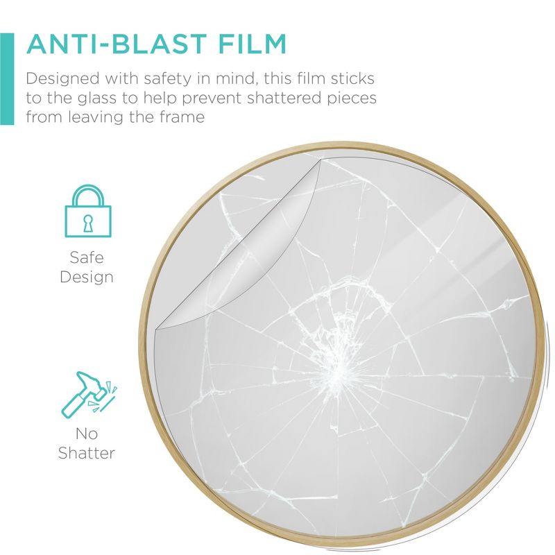 Best Choice Products 36in Framed Round Bathroom Vanity Wall Mirror w/ Anti-Blast Film, 5 of 14