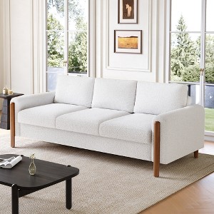 83.86" Teddy Velvet Curved 3-Seater Sofa with High Weight Capacity, Durable Solid Wood Frame and Easy Maintenance - 1 of 4