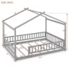 CAVINAS Twin Size Bed Frame, Wood Bed House Bed Frame with Fence, House-Shaped Floor Bed for Kids, Teens, Girls, Boys, Floor Platform Bed - 2 of 4