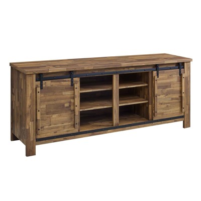 70" Cheshire Rustic Sliding Door Buffet Table Sideboard Walnut - Modway