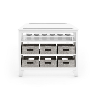 Creamy White Kids' Art Table and Stool Set with Storage