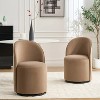 Brown Mid-Century Modern Round Velvet Dining Chair, 360 Degree Swivel Comfort Armless Makeup Vanity Side Chair - 2 of 4