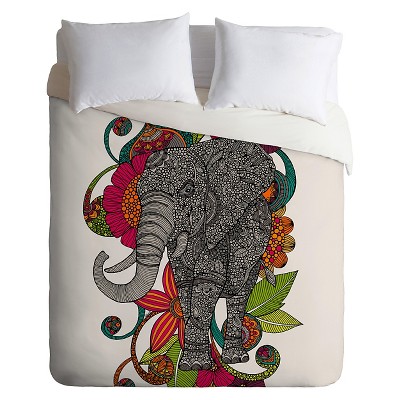 Valentina Ramos Ruby the Elephant Lightweight Duvet Cover Queen Cream - Deny Designs