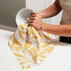 Geometry Tea Towel Set Ivy: Modern Floral & Stripe Quick Dry Microfiber Kitchen Towels, 2-Piece, Yellow - image 3 of 3