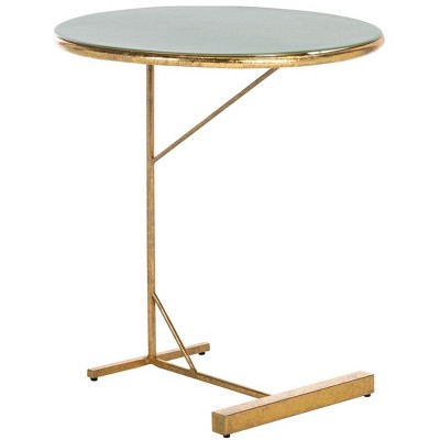Hunter Green and Gold Metal Round C Table