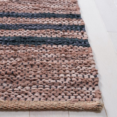 Mod-Chic Black Cotton and Cowhide Flat Woven Area Rug - 3' x 5'