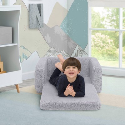 Gray Sherpa 2-in-1 Convertible Kids Chair and Lounger