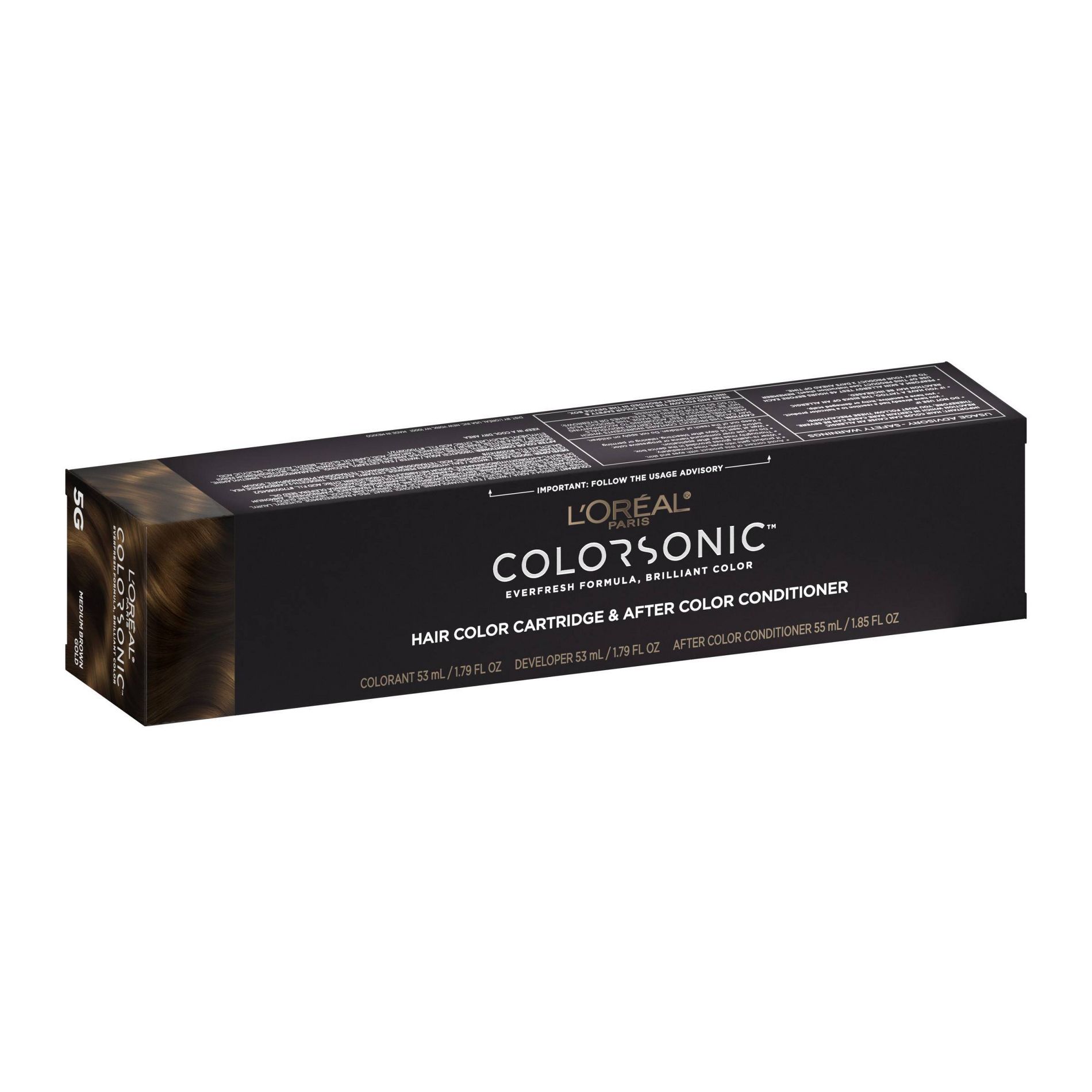 L'Oreal Paris Colorsonic Ammonia Free Permanent Hair Color Cartridge - Device Sold Separately - Medium Brown Gold 5G