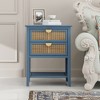 XIYUYEU Naturel Rattan Nightstand, 2 Drawer Side Table with Semi-Circular Metal Handle, for Bedroom, Living Room, Study - 2 of 4
