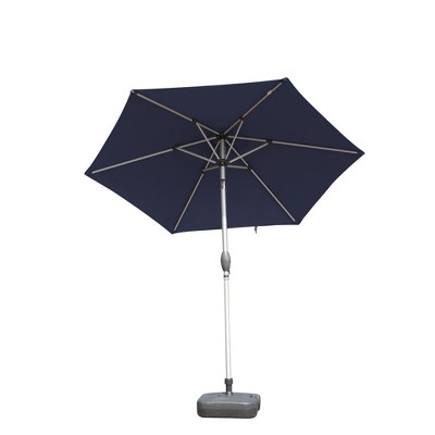 Maggift Outdoor Patio Umbrella with 6 Sturdy Ribs, Push Button Tilt and Crank, Waterproof, UV-Resistant Uitable for Garden, Blue, 90"*90"*86.64"
