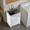 Spassway 24" White Laundry Utility Cabinet with Stainless Steel Sink - 2 of 4