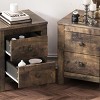 INFURNIC Nightstands Farmhouse Wooden Nightstand Set of 2 with Retro Design Storage Cabinet for Bedroom, Brown, 16.7"*14.5"*21" - 3 of 4