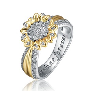 Guili Rhodium & 14K Gold-Plated CZ Ring, featuring elegant curves for a timeless look. Available in Sizes 6, 7, and 8. - 1 of 3