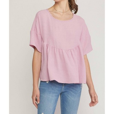 Women's Round Neck Babydoll Top - entro
