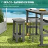 Pamapic HDPE Plastic Outdoor Patio Rectangle Bar Height Bistro Dining Set in Gray - 4 of 4