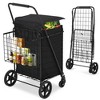 Folding Shopping Cart with Waterproof Liner, Dual Basket, 360° Swivel Wheels, Collapsible Utility Cart for Laundry, Camping - 3 of 4