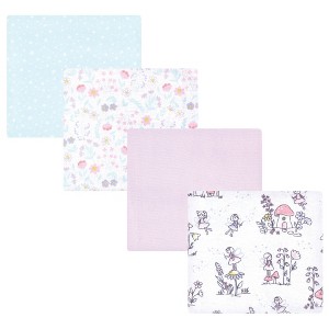 Hudson Baby Infant Girl Cotton Poly Flannel Receiving Blankets, Garden Fairies, One Size - 1 of 4
