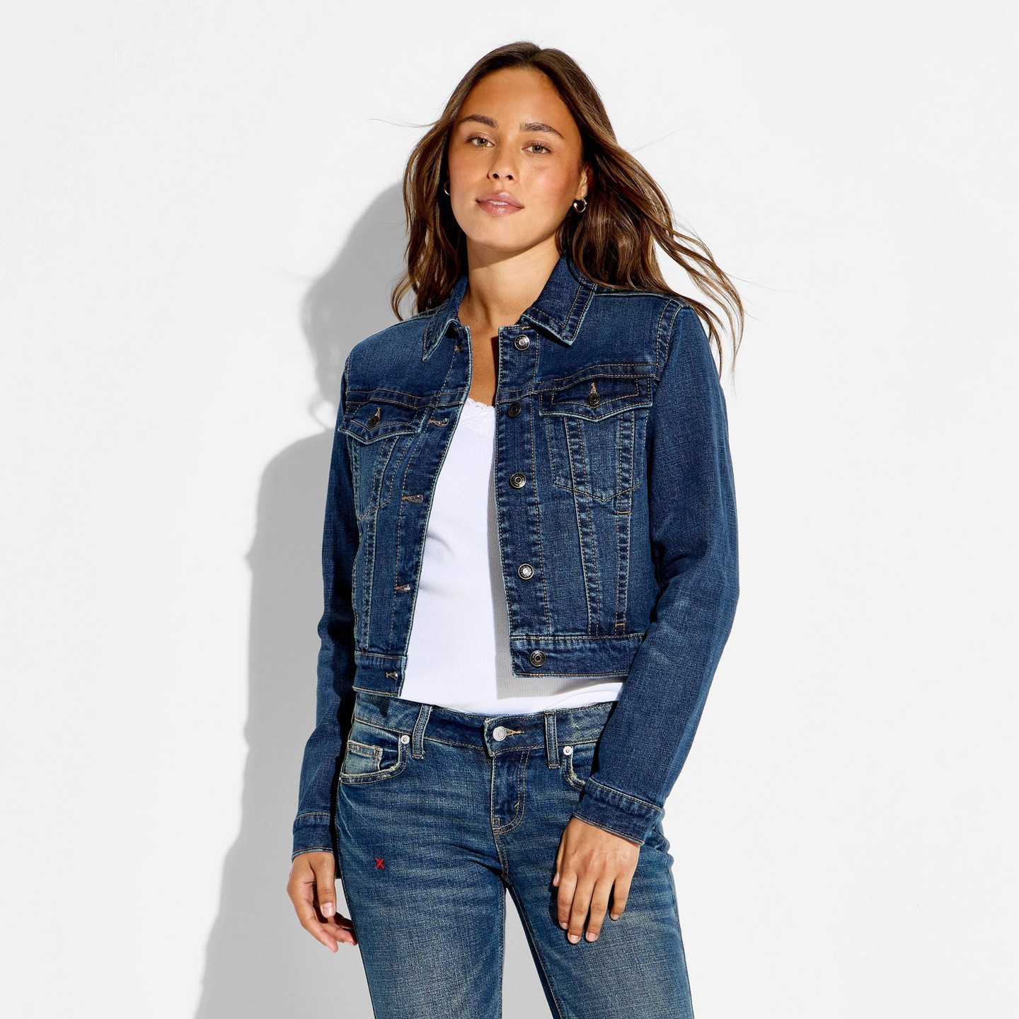 Женская куртка Wild Fable Denim Shrunken, цвет: Джинсовый — фото 2