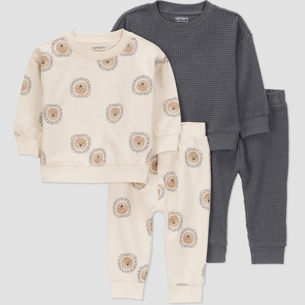 Carter's Just One You® Baby Boys' 4pc Lion Top & Bottom Set - Gray/Brown 6M