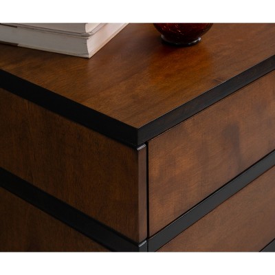 Walnut Double Brown Mid-century 6-Drawer Dresser
