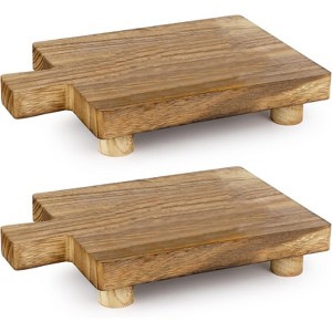 Attop 2-Piece Handmade Wooden Tray (10.8x6.9 Inch, Wood Color) – Bathroom/Kitchen Decor for Soap, Plants & More - 1 of 4