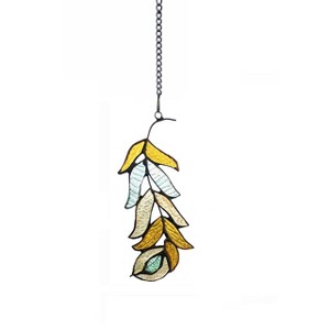 Chloe Lighting Feather Tiffany-Style Stained Glass Window Panel 7" Tall - 1 of 4