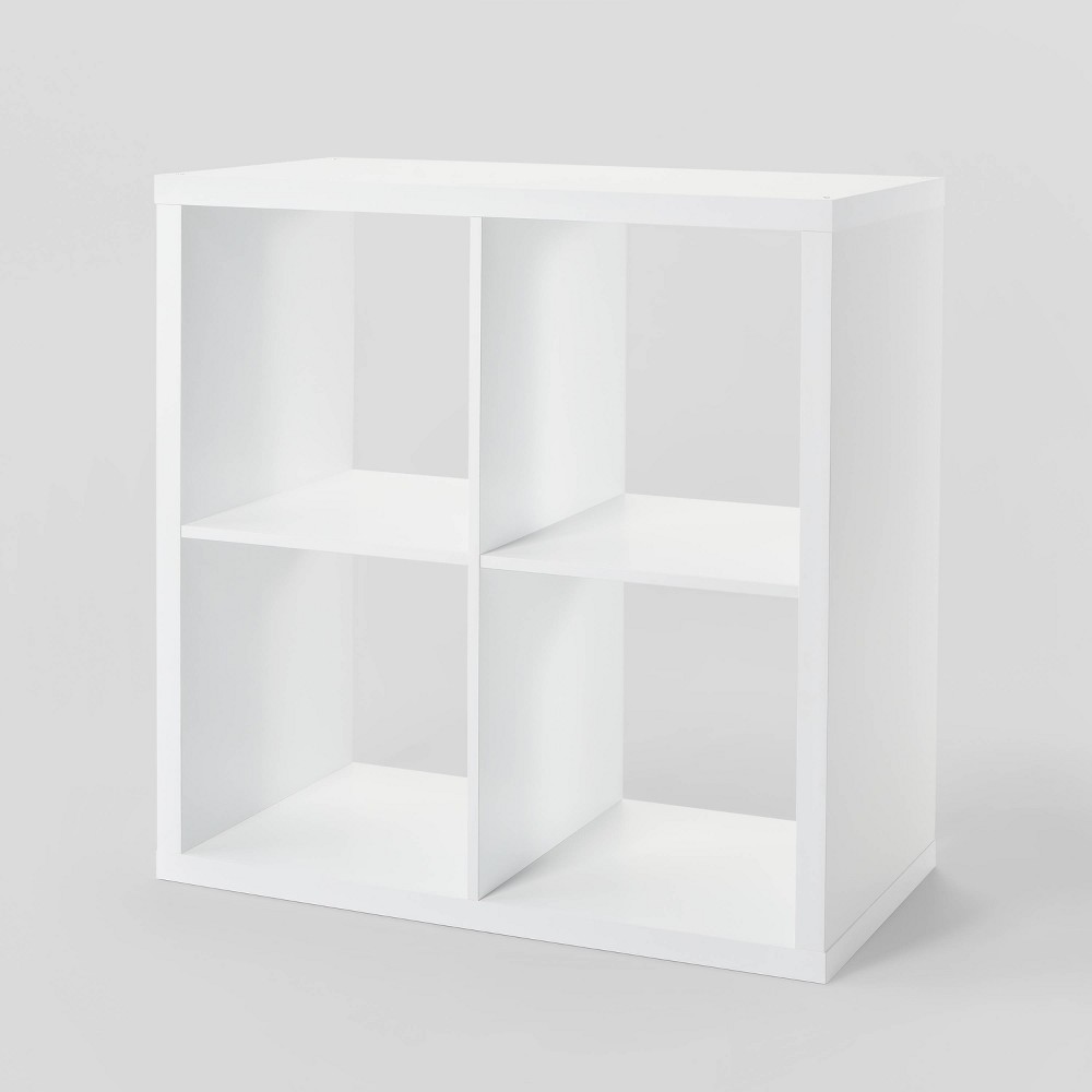 Photos - Wall Shelf 4 Cube Organizer White - Brightroom™: Versatile Bookshelf, Horizontal/Vert