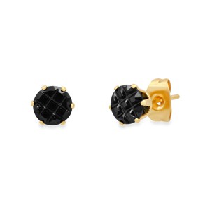 Steeltime Men's stainless steel and simulated black diamonds stud earrings. Color Options: Silver, Gold - 1 of 4