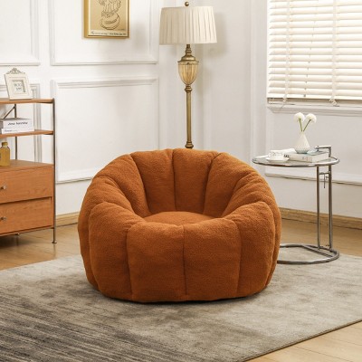 Teddy Fabric Bean Bag Chair with Backrest and Armrests, Foam-Filled Lounge Sofa for Adults and Kids, Cozy Floor Seating-Baofuwish