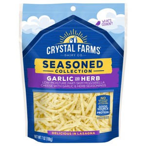 Crystal Farms Garlic and Herb Shredded Mozzarella Cheese - 7oz