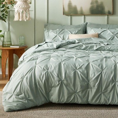 Bedsure | 5/7 Pcs Bed in a Bag Solid Diamond Pintuck Bedding Set for All Season