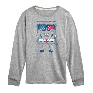 Boys' - SpongeBob SquarePants - Flag Fill Sunglasses Long Sleeve Graphic T-Shirt - 1 of 4