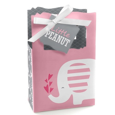 Big Dot of Happiness Pink Elephant - Girl Baby Shower or Birthday Party Favor Boxes - Set of 12