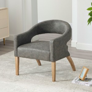 PAGED Accent Chair with Open Back, Reading Chair with Solid Wood Legs, Barrel Chair for Living Room - 1 of 4