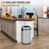 17 Gallon/65 Liter Trash Can, Fingerprint-Proof Stainless Steel Garbage Can - 2 of 4