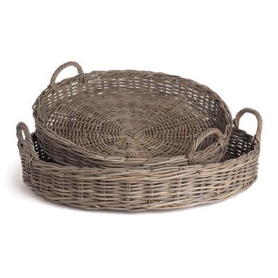 Plum & Post Normandy Extra Large Low Round Baskets, Set Of 2