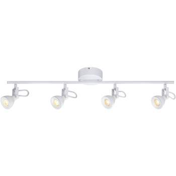Pro Track Godwin 4-Head LED Ceiling or Wall Track Light Fixture Kit Spot Light GU10 Dimmable Directional White Modern Kitchen Bathroom Dining 24" Wide