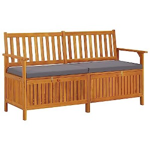 vidaXL Bench Black Solid Acacia wood Large Storage Bench Rectangular - 1 of 4