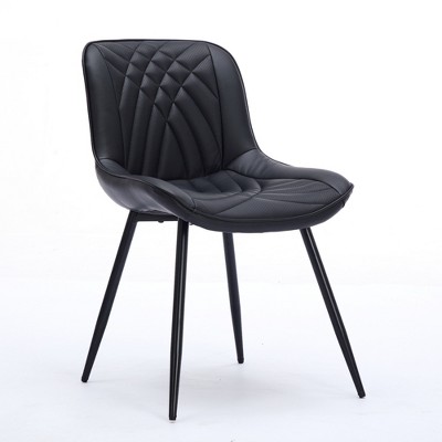 Dolonm Set of 2 Mid-Century Modern Dining Chairs – Upholstered PU Leather Kitchen Chairs with Ventilated Cushion & Sturdy Metal Legs