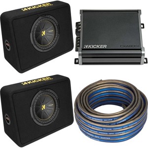 Kicker (2) 10 Inch Comp Truck Bass Package 50TCWC104 with 46CXA8001, Speaker Wire Bundle - 1 of 4