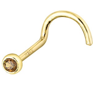 Jewelry Avalanche 22G 14K Gold Bezel-set Citrine Nose Screw Nose Stud - 1 of 3