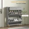 Munora - 31.5"W Narrow Shoe Storage Cabinet with Wave Panels - Fits 12 Pairs, Adjustable Shelves - Gray - 4 of 4