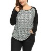 Agnes Orinda Women's Plus Size Floral Animal Print Stripe Raglan Long Sleeve Blouses - 3 of 4