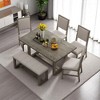 6-Piece Dining Table Set for 6, 60" Wooden Kitchen Table with 4 Chairs & Bench, Solid Rubberwood Frame, Perfect for Dining Room & Kitchen - 2 of 4