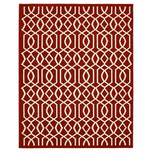 Garland Fretwork Area Rug - Crimson/Ivory (8