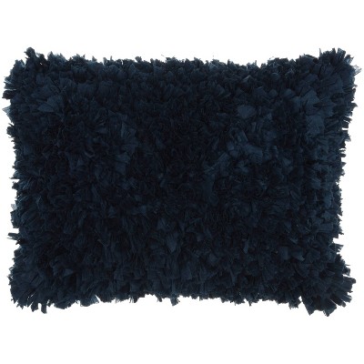 14"x20" Oversize Shag Chindi Short Cut Lumbar Throw Pillow Navy - Mina Victory