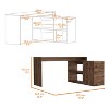 PAGED L-Shaped Writing Desk, Two Shelves and Single Door Cabinet, with 2 Open Shelves and Storage Cabinet for Office, Study, Brown - 3 of 4
