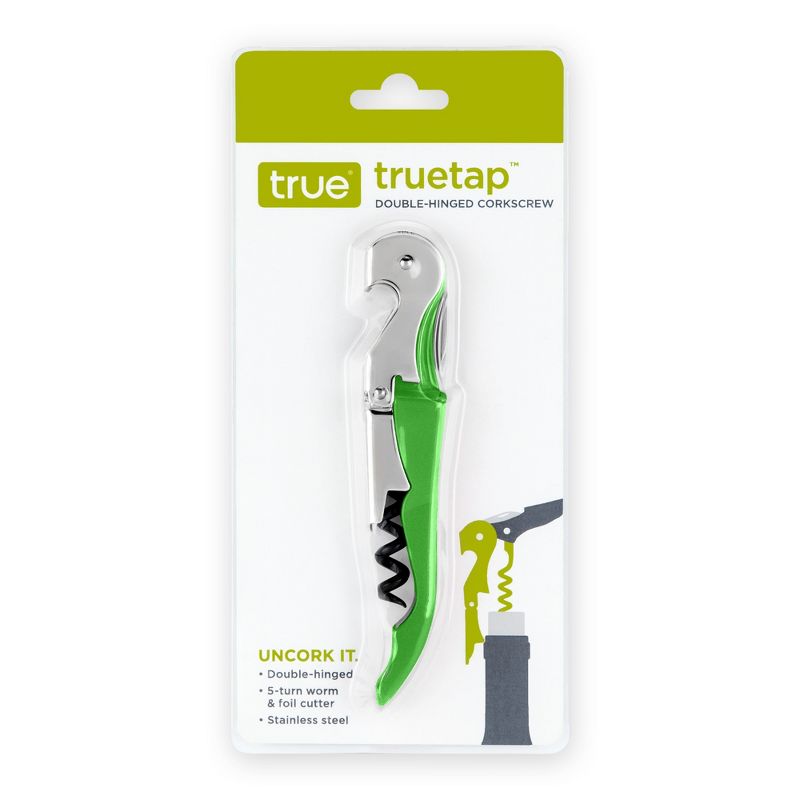 True TrueTap Lime Green Double Hinged Waiter’s Corkscrew, Stainless Steel Wine Key with Foil Cutter, 5 of 6